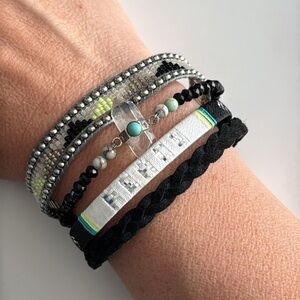 Hipanema 4 strand magnetic closure PEACE layered bracelet